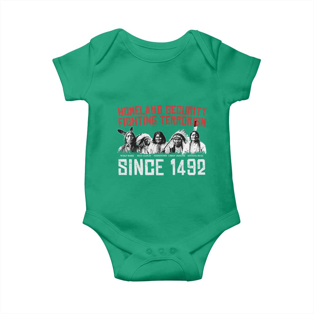 Native American Baby Onesie Homeland Security Fighting Terrorism Since 1492 - Wonder Print Shop