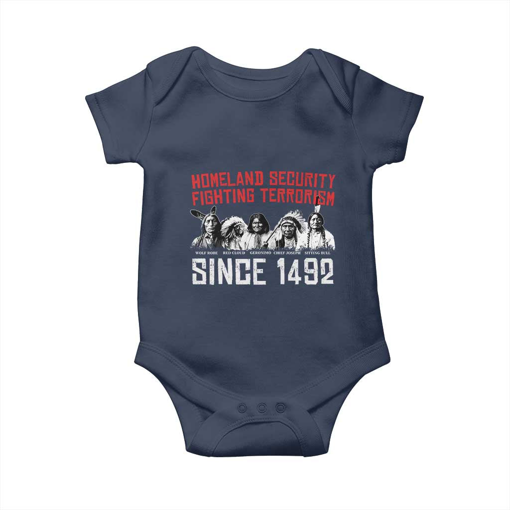 Native American Baby Onesie Homeland Security Fighting Terrorism Since 1492 - Wonder Print Shop