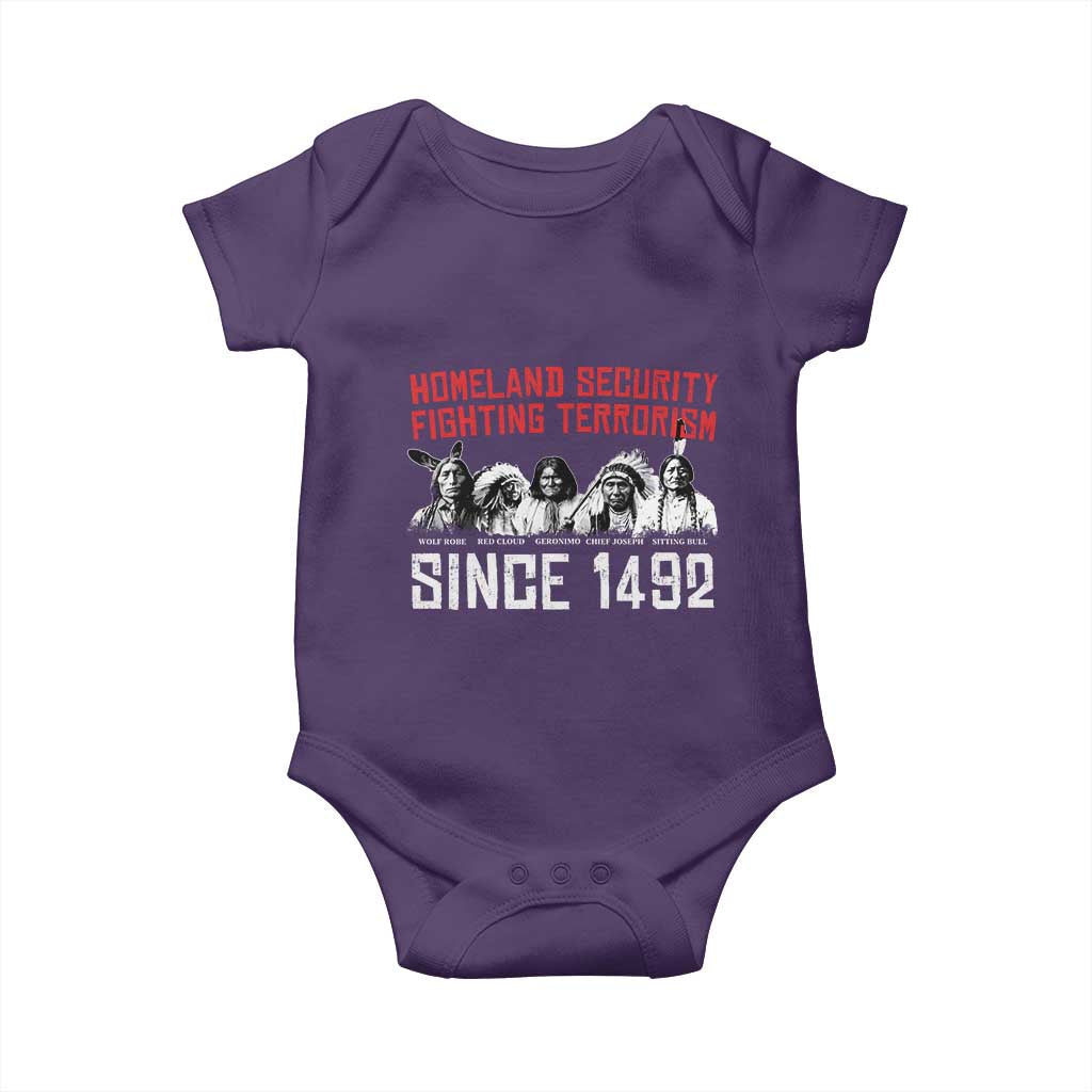 Native American Baby Onesie Homeland Security Fighting Terrorism Since 1492 - Wonder Print Shop