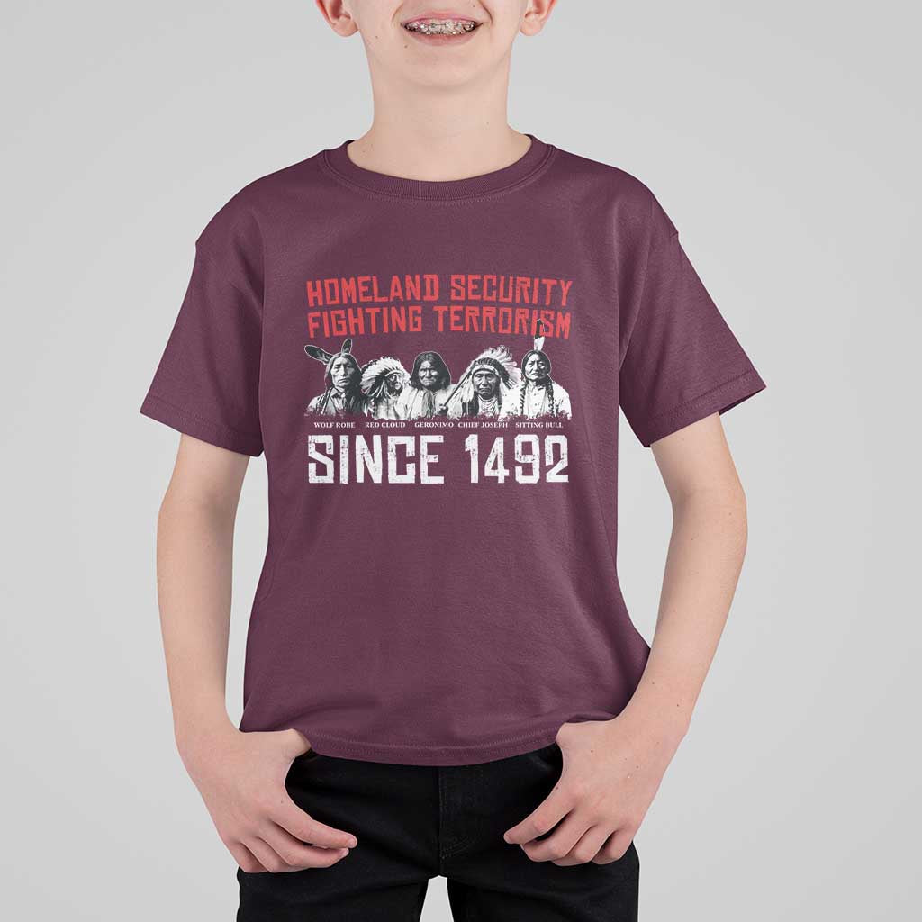 Native American T Shirt For Kid Homeland Security Fighting Terrorism Since 1492 - Wonder Print Shop