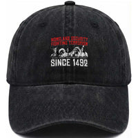 Native American Washed Cotton Baseball Cap Homeland Security Fighting Terrorism Since 1492