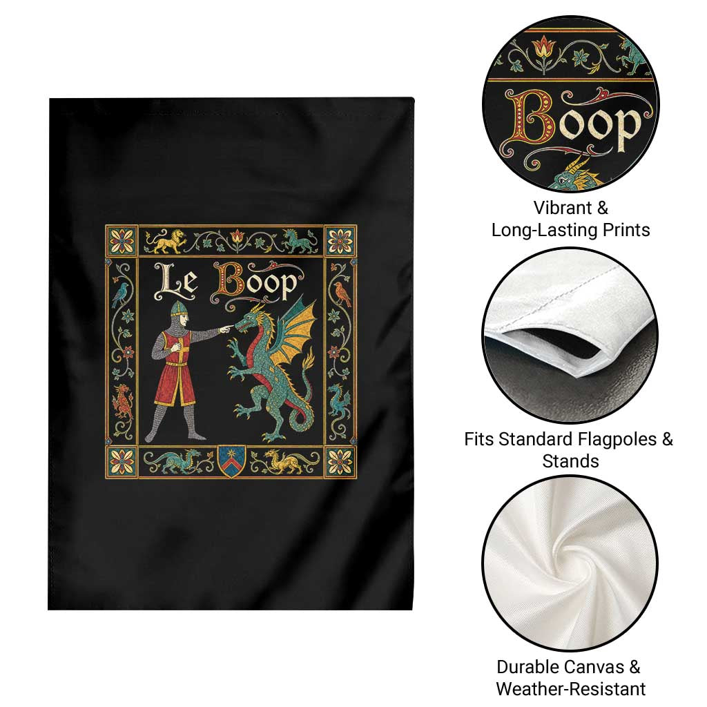Le Boop Medieval Knight Dragon Fantasy Book Lover Humor Garden Flag