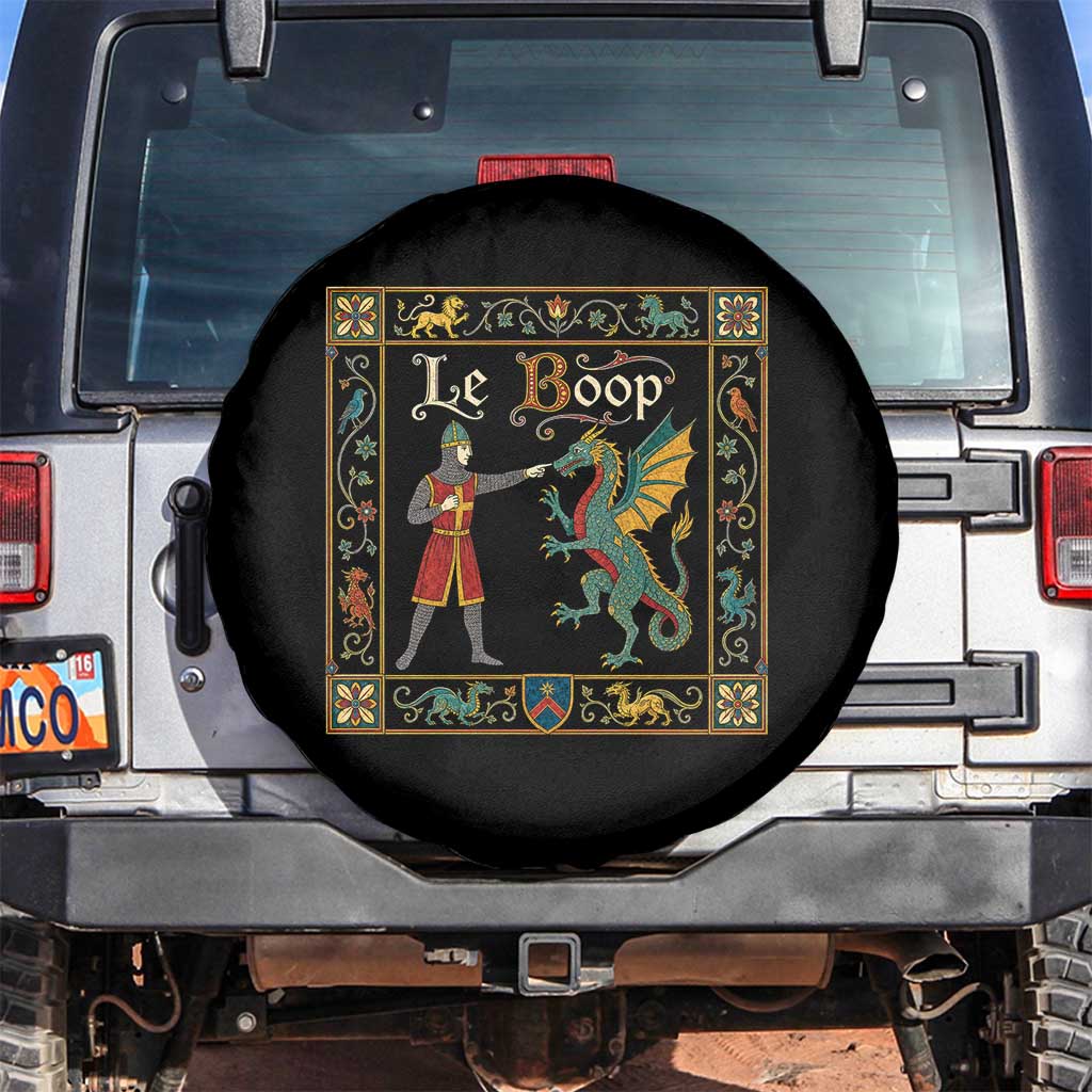 Le Boop Medieval Knight Dragon Fantasy Book Lover Humor Spare Tire Cover
