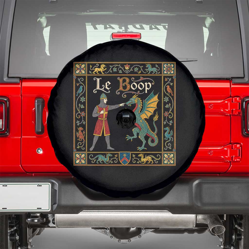 Le Boop Medieval Knight Dragon Fantasy Book Lover Humor Spare Tire Cover