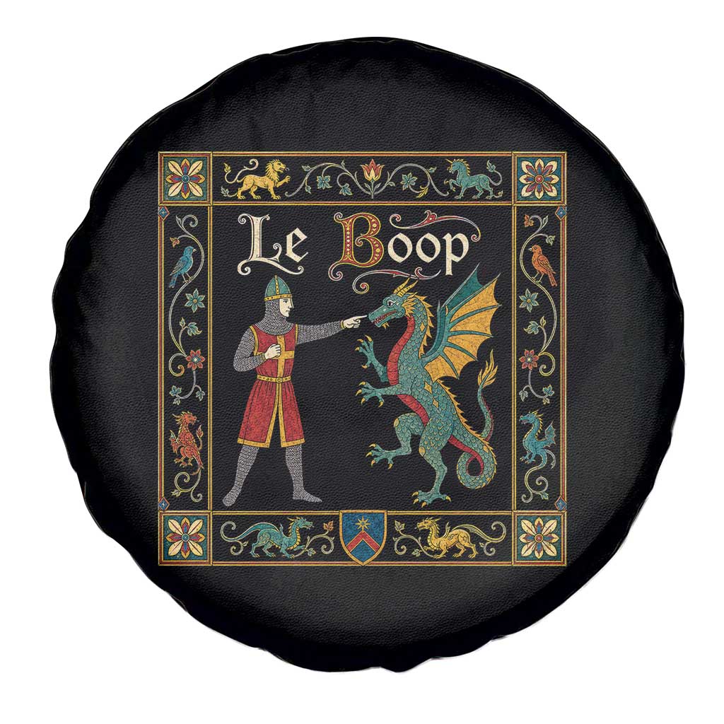 Le Boop Medieval Knight Dragon Fantasy Book Lover Humor Spare Tire Cover