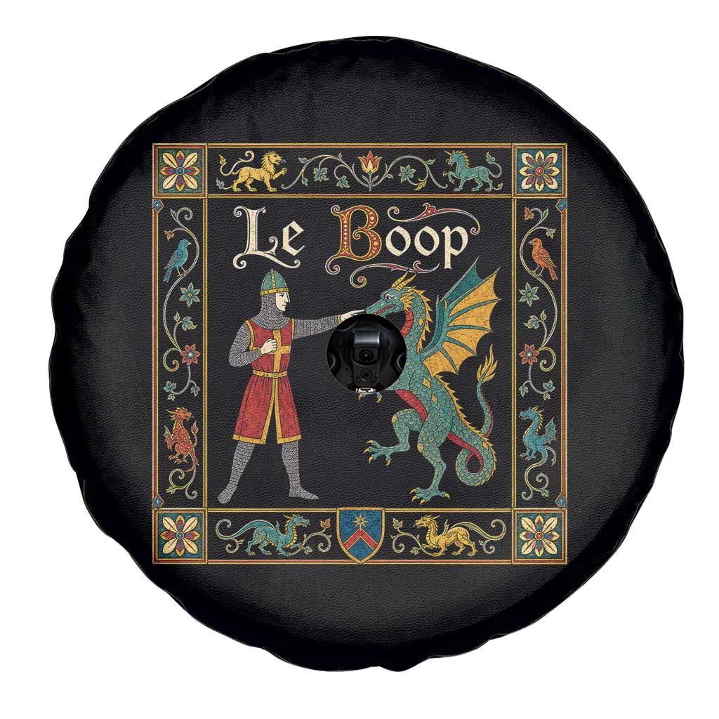 Le Boop Medieval Knight Dragon Fantasy Book Lover Humor Spare Tire Cover