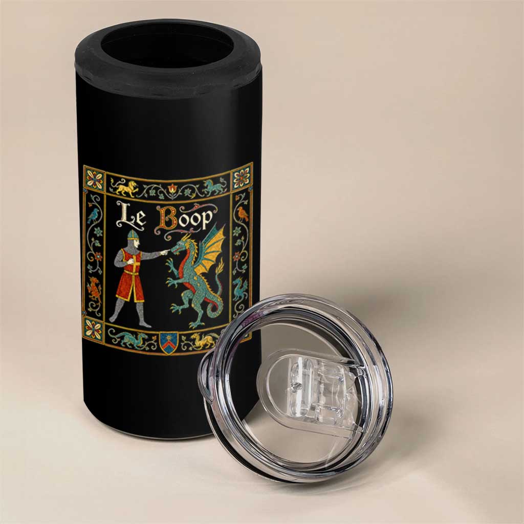 Le Boop Medieval Knight Dragon Fantasy Book Lover Humor 4 in 1 Can Cooler Tumbler