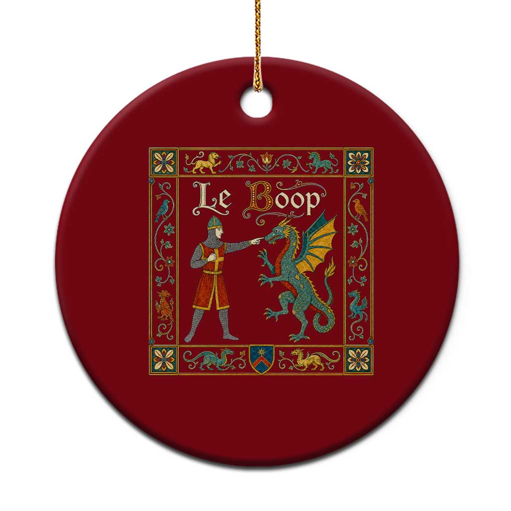 Le Boop Medieval Knight Dragon Fantasy Book Lover Humor Ceramic Ornament
