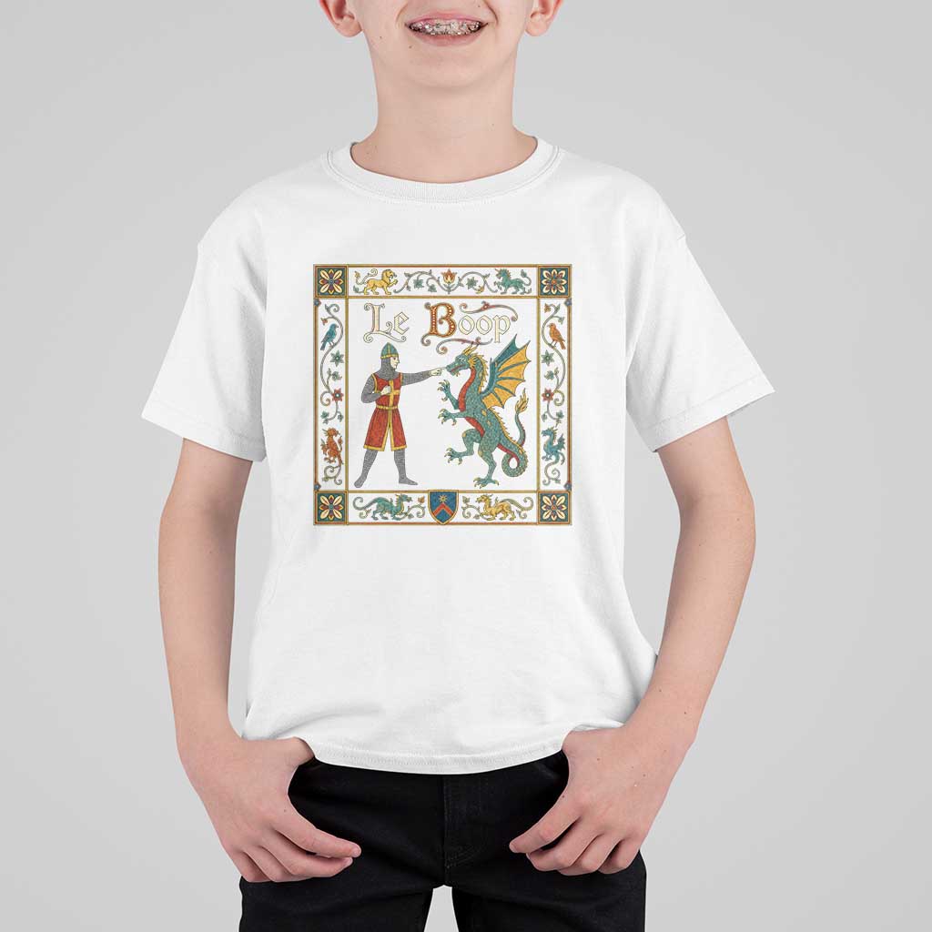 Le Boop Medieval Knight Dragon Fantasy Book Lover Humor T Shirt For Kid
