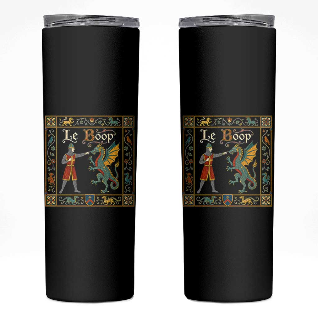 Le Boop Medieval Knight Dragon Fantasy Book Lover Humor Skinny Tumbler