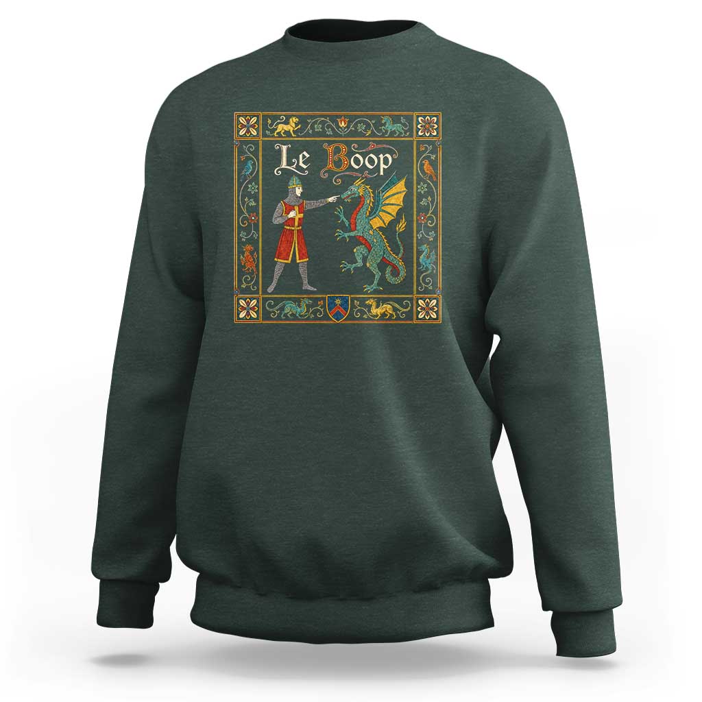 Le Boop Medieval Knight Dragon Fantasy Book Lover Humor Sweatshirt
