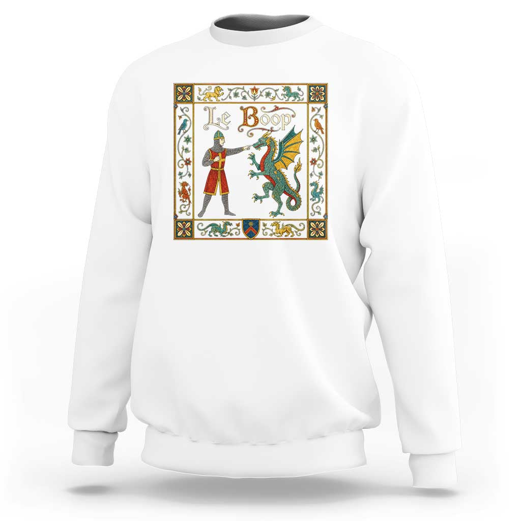 Le Boop Medieval Knight Dragon Fantasy Book Lover Humor Sweatshirt