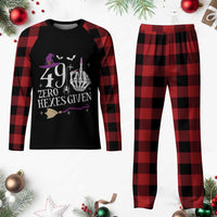 50th Birthday Halloween Plaid Pajama Set 49 Plus Middle Finger Zero Hexes Given Gift For Women