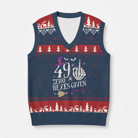 50th Birthday Halloween V-Neck Knit Sweater Vest 49 Plus Middle Finger Zero Hexes Given Gift For Women
