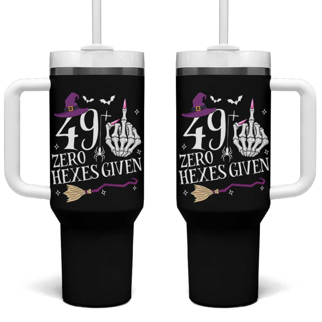 50th Birthday Halloween Tumbler With Handle 49 Plus Middle Finger Zero Hexes Given Gift For Women