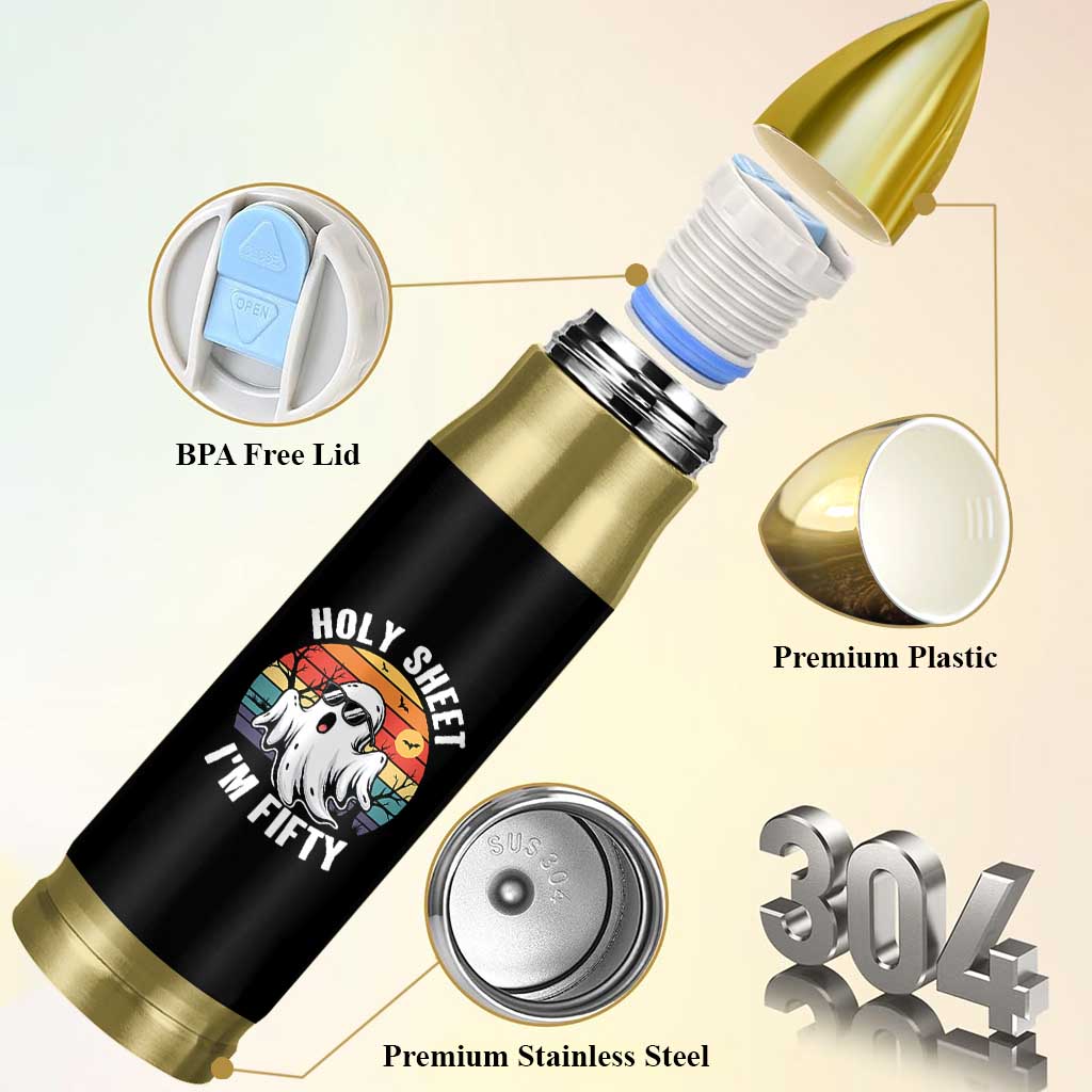 50th Birthday Halloween Ghost Bullet Tumbler Holy Sheet I'm Fifty