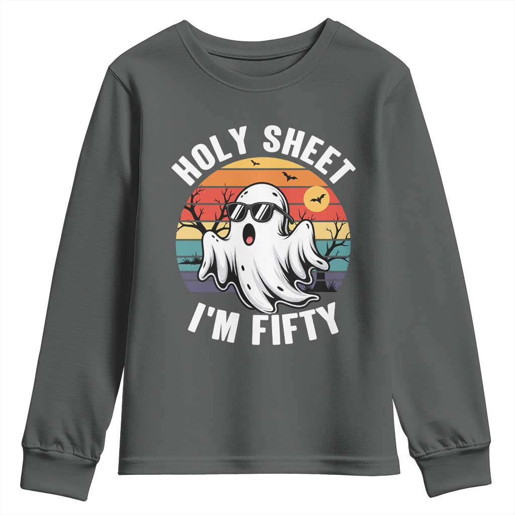 50th Birthday Halloween Ghost Youth Sweatshirt Holy Sheet I'm Fifty
