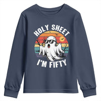 50th Birthday Halloween Ghost Youth Sweatshirt Holy Sheet I'm Fifty