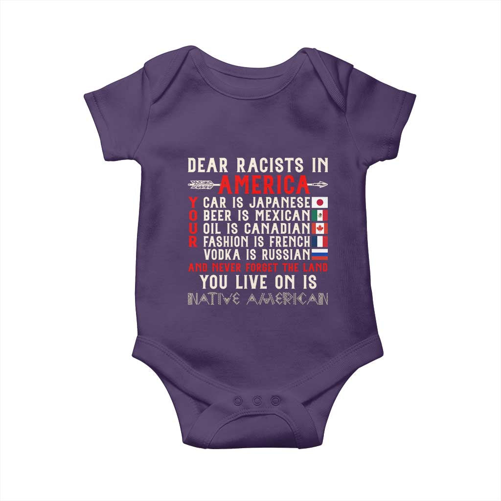 Dear Racists in America You Live On is Native American Baby Onesie Anti Racism Indigenous Political Humor
