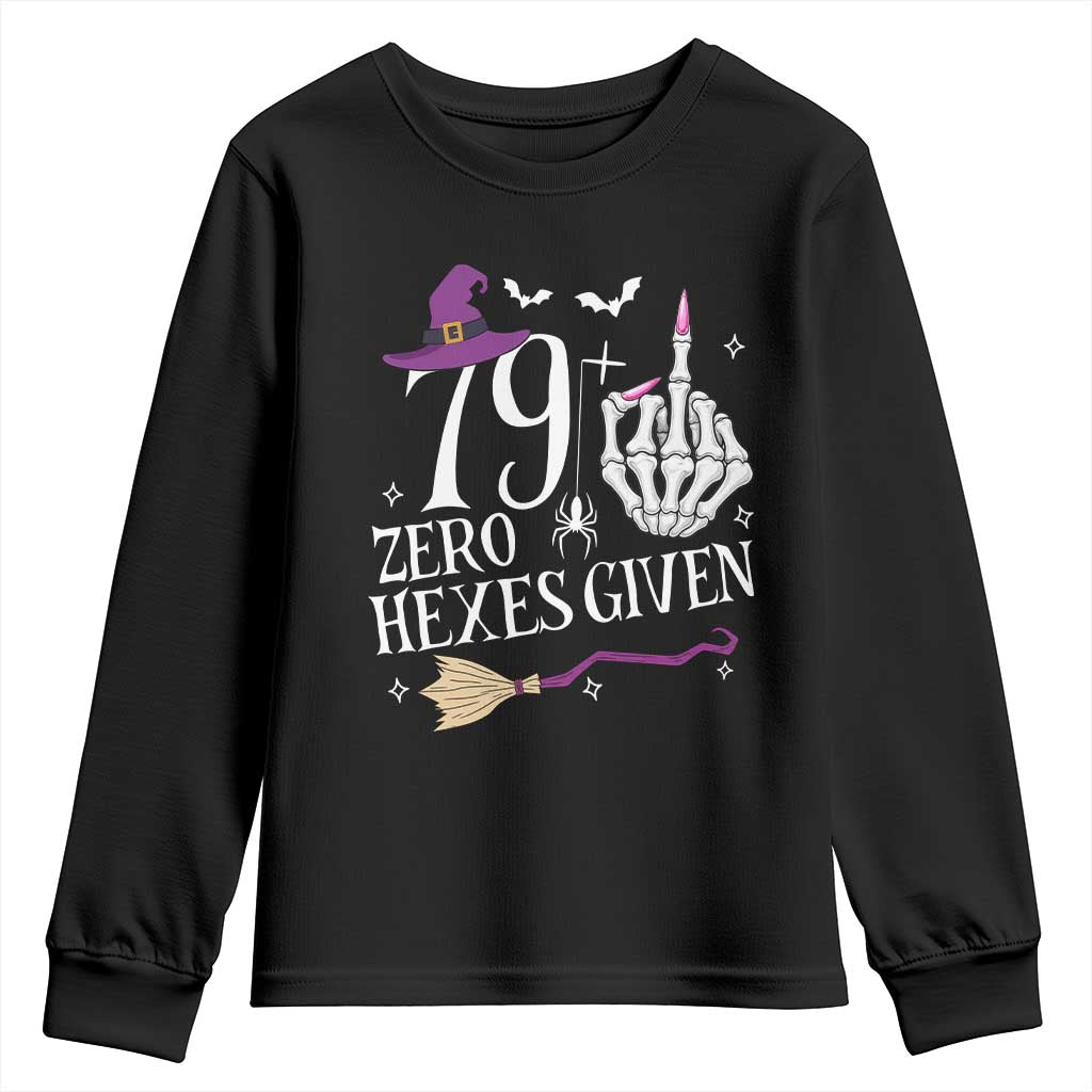 80th Birthday Halloween Youth Sweatshirt 79 Plus Middle Finger Zero Hexes Given Gift For Women