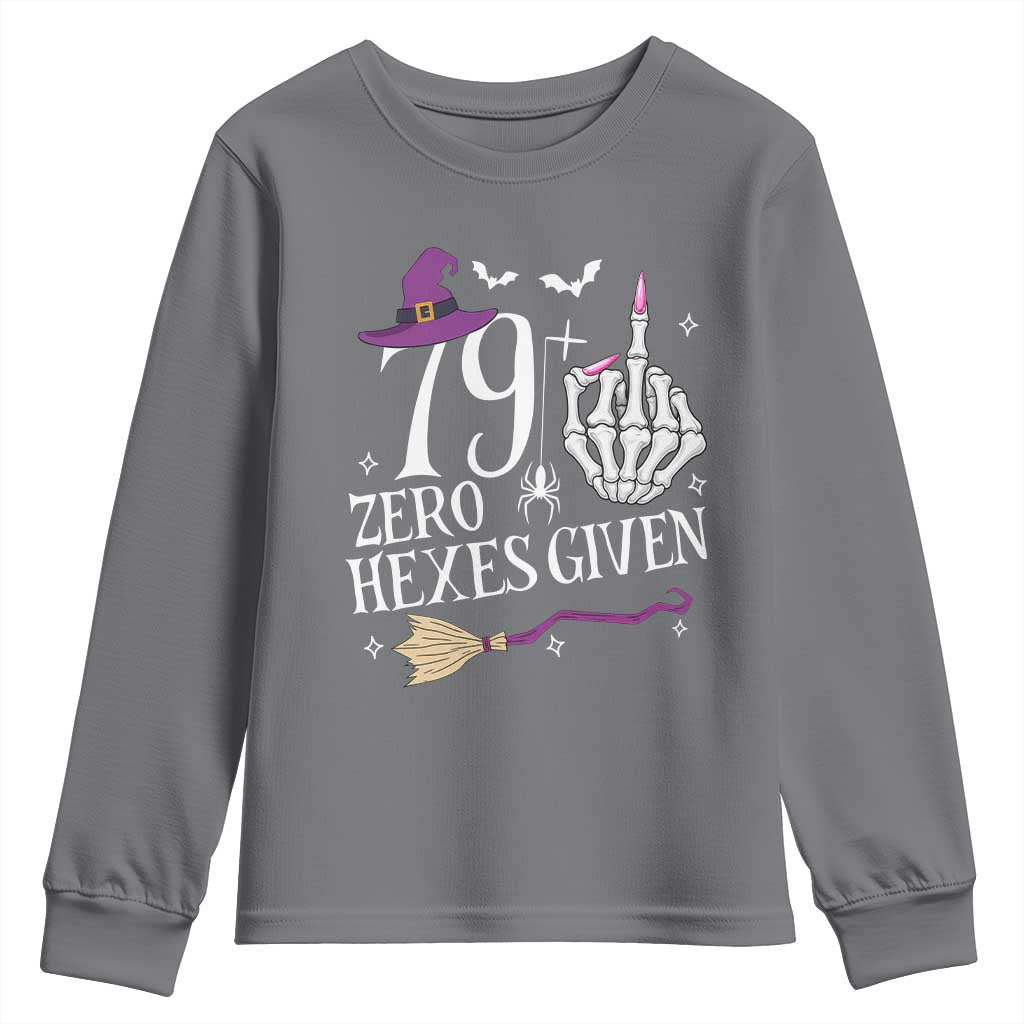 80th Birthday Halloween Youth Sweatshirt 79 Plus Middle Finger Zero Hexes Given Gift For Women