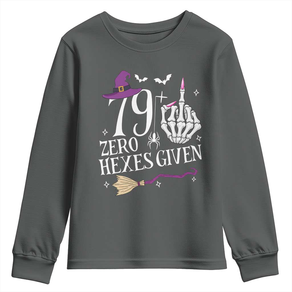 80th Birthday Halloween Youth Sweatshirt 79 Plus Middle Finger Zero Hexes Given Gift For Women