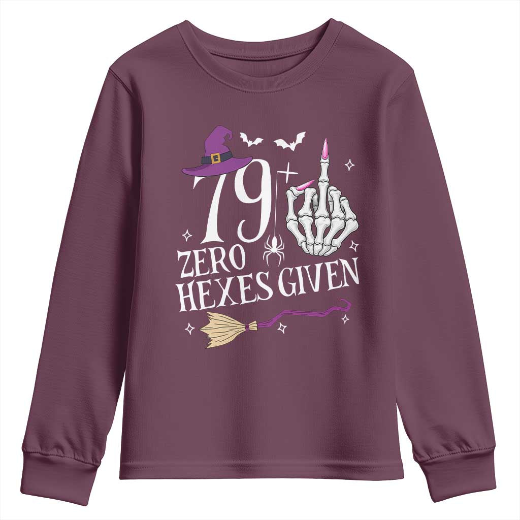 80th Birthday Halloween Youth Sweatshirt 79 Plus Middle Finger Zero Hexes Given Gift For Women