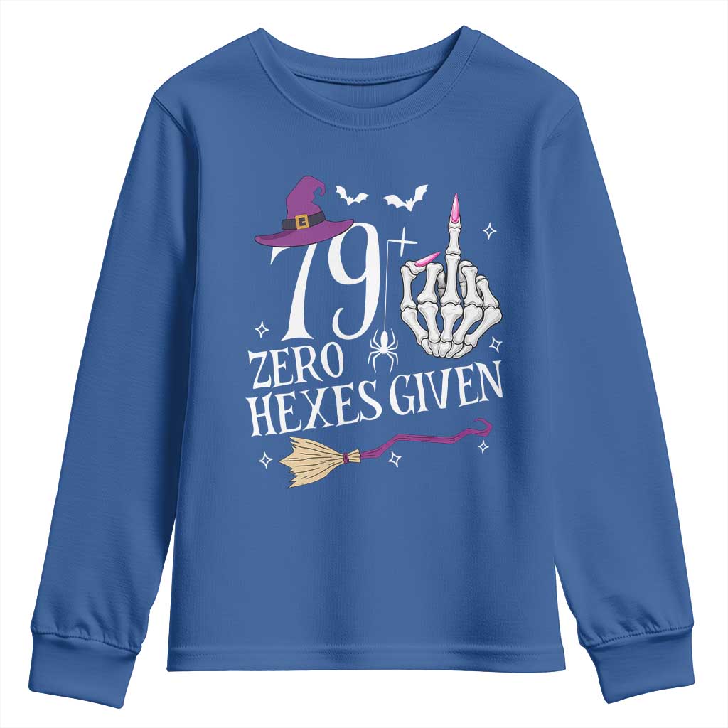 80th Birthday Halloween Youth Sweatshirt 79 Plus Middle Finger Zero Hexes Given Gift For Women