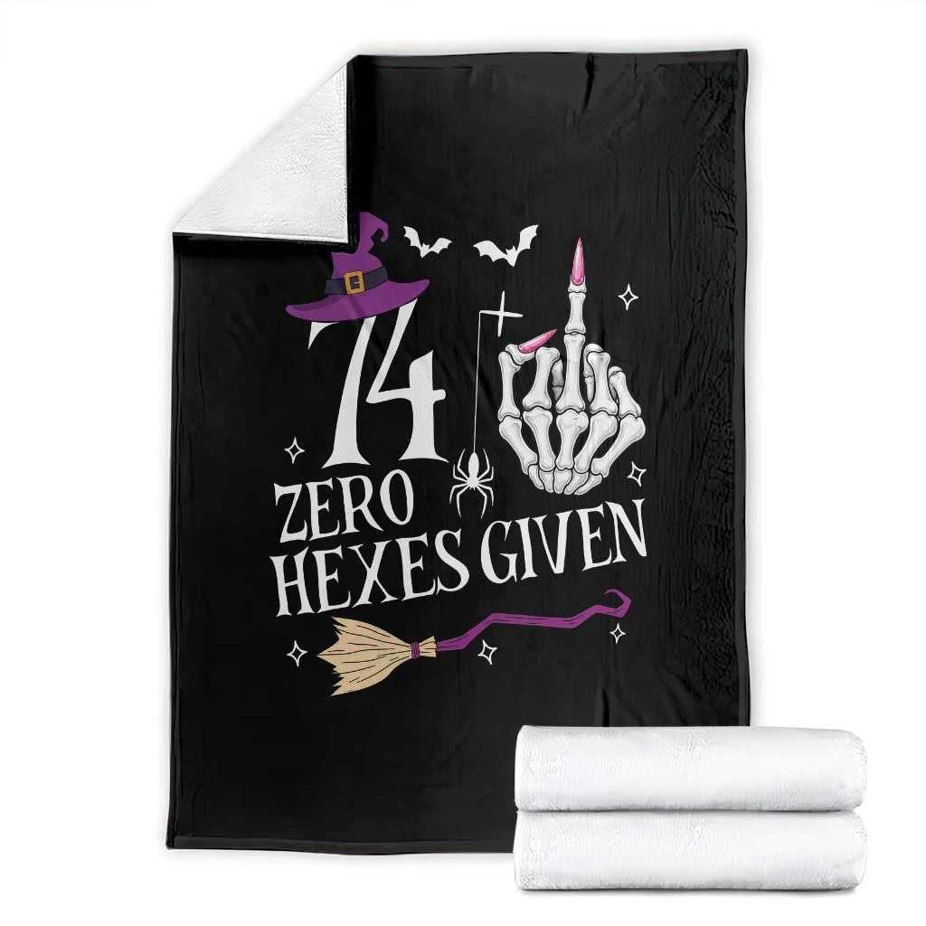 75th Birthday Halloween Throw Blanket 74 Plus Middle Finger Zero Hexes Given Gift For Women