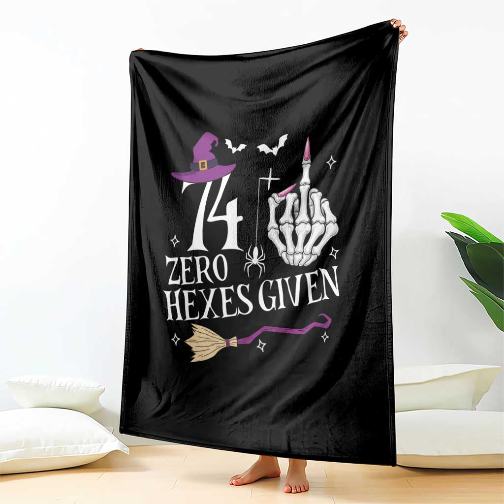 75th Birthday Halloween Throw Blanket 74 Plus Middle Finger Zero Hexes Given Gift For Women