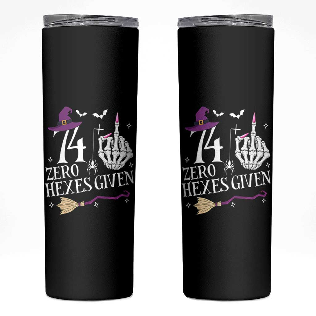 75th Birthday Halloween Skinny Tumbler 74 Plus Middle Finger Zero Hexes Given Gift For Women