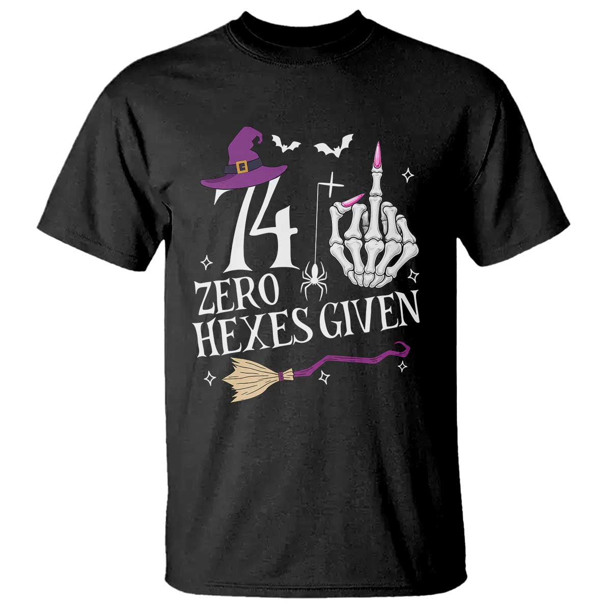 75th Birthday Halloween T Shirt 74 Plus Middle Finger Zero Hexes Given Gift For Women