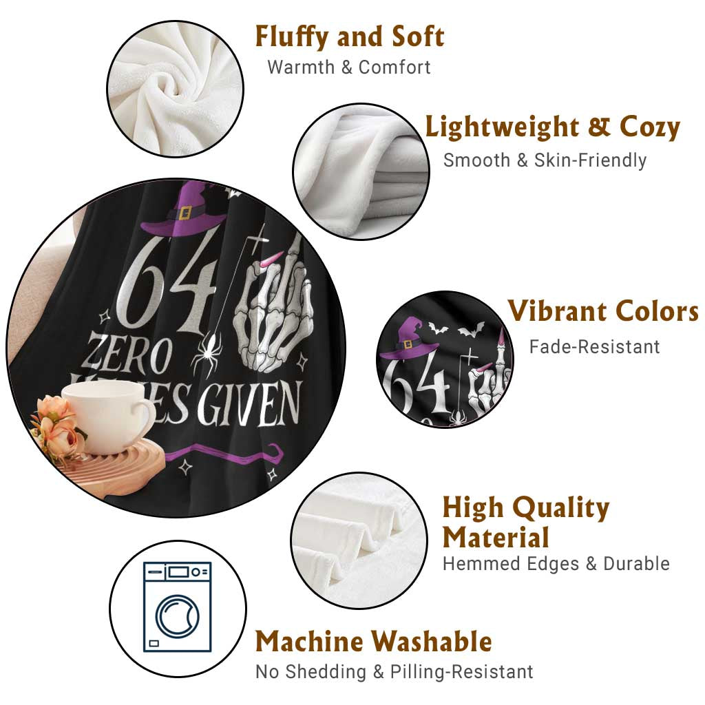 65th Birthday Halloween Throw Blanket 64 Plus Middle Finger Zero Hexes Given Gift For Women
