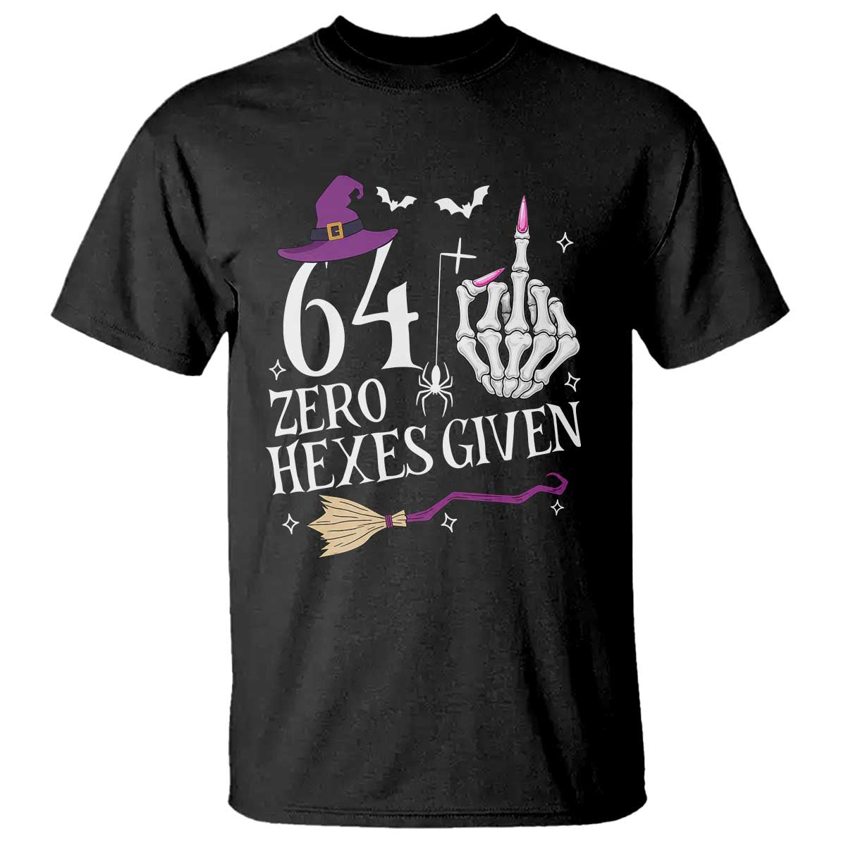65th Birthday Halloween T Shirt 64 Plus Middle Finger Zero Hexes Given Gift For Women