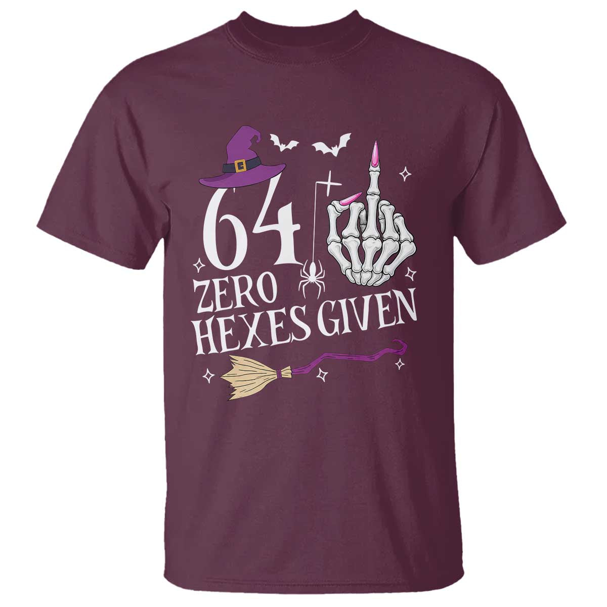65th Birthday Halloween T Shirt 64 Plus Middle Finger Zero Hexes Given Gift For Women