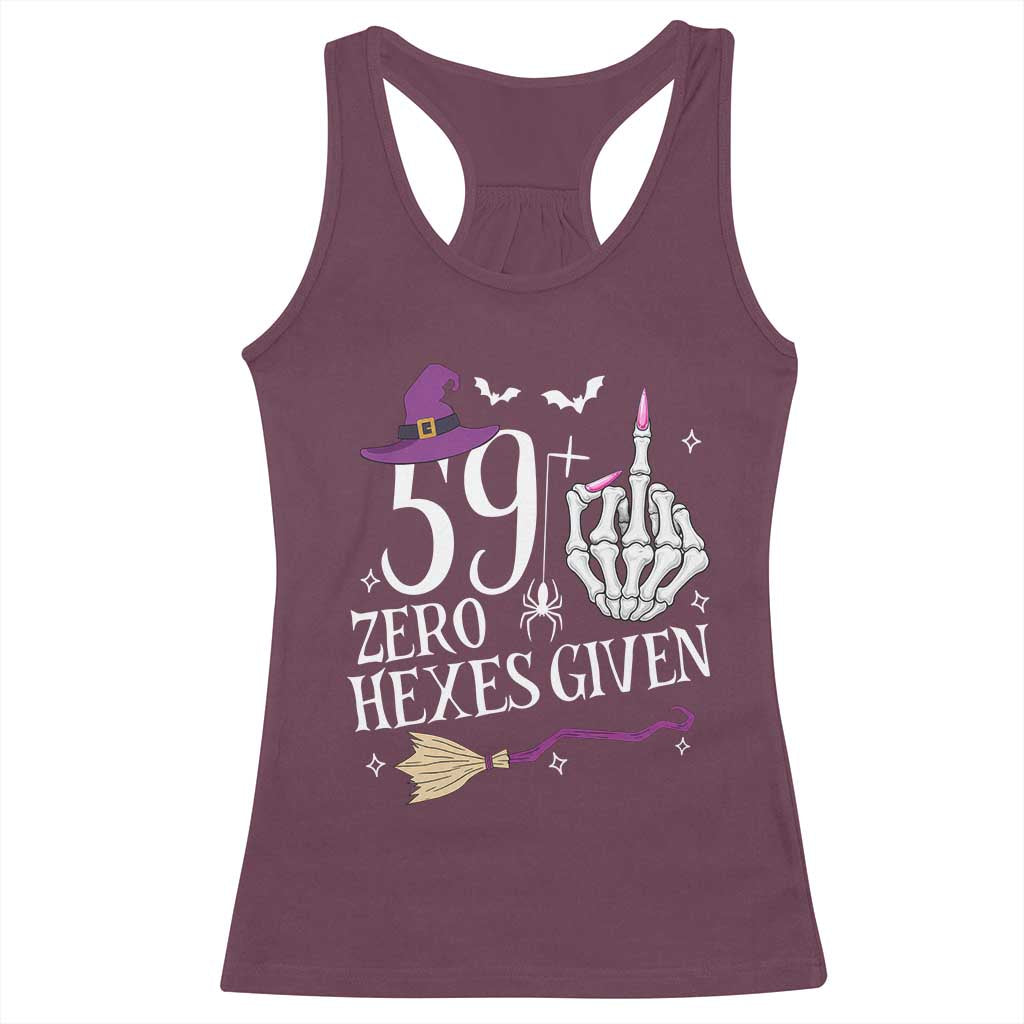 60th Birthday Halloween Racerback Tank Top 59 Plus Middle Finger Zero Hexes Given Gift For Women