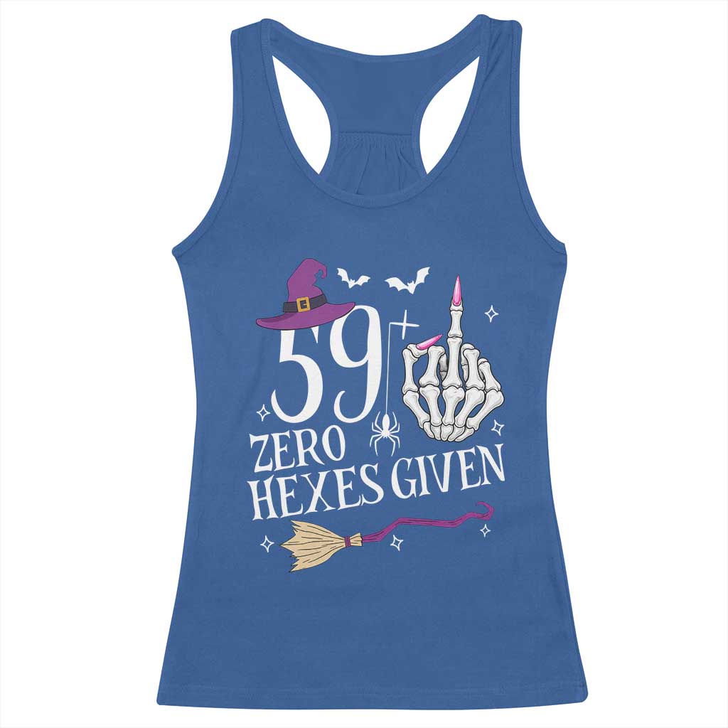 60th Birthday Halloween Racerback Tank Top 59 Plus Middle Finger Zero Hexes Given Gift For Women