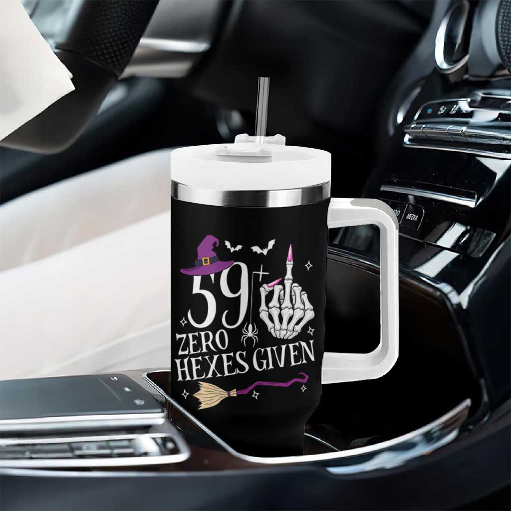 60th Birthday Halloween Tumbler With Handle 59 Plus Middle Finger Zero Hexes Given Gift For Women