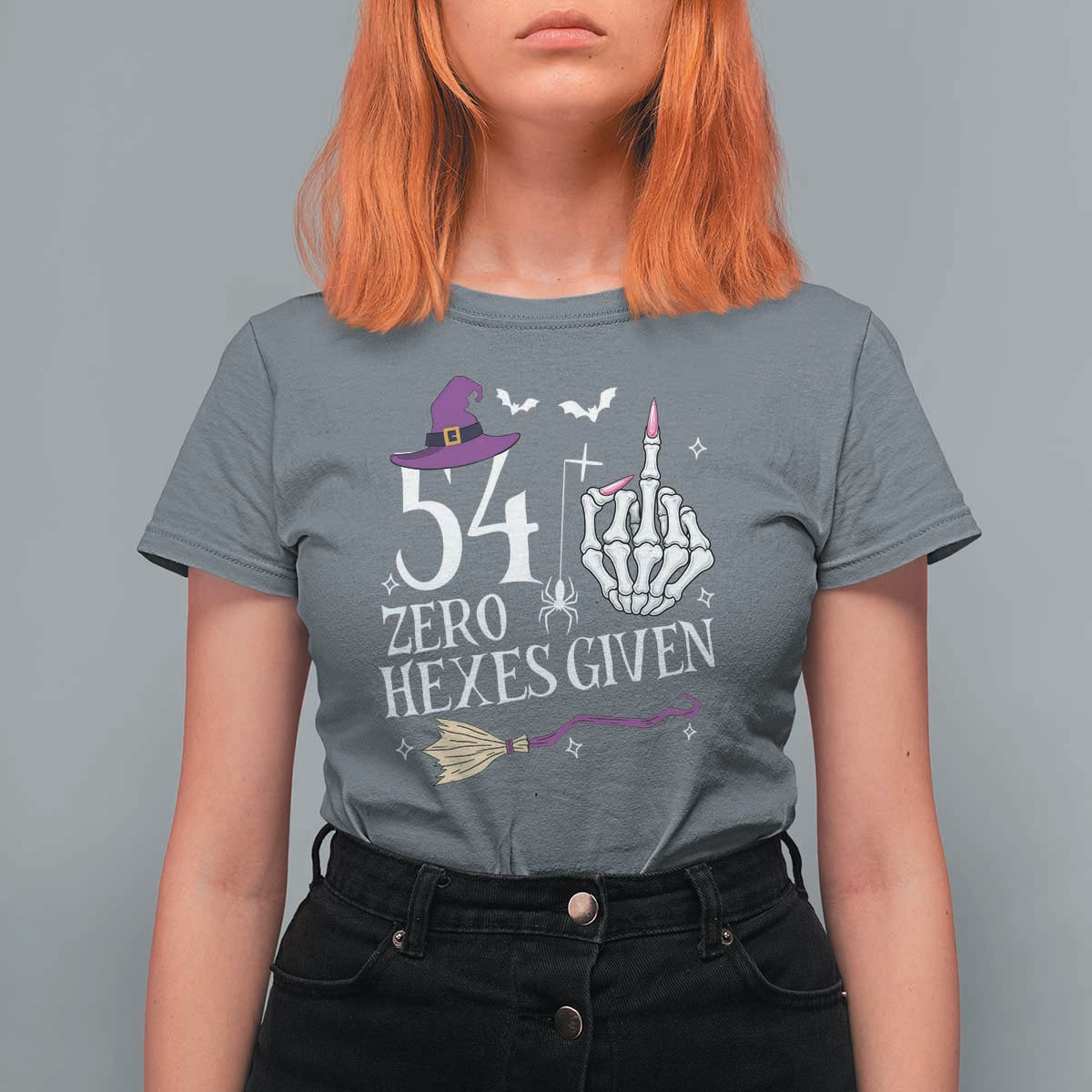 55th Birthday Halloween T Shirt For Women 54 Plus Middle Finger Zero Hexes Given Gift For Women