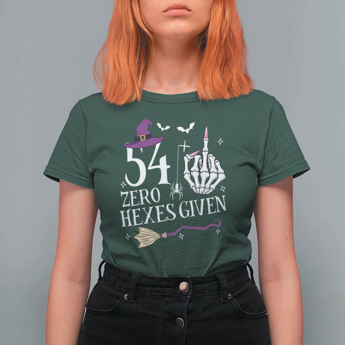 55th Birthday Halloween T Shirt For Women 54 Plus Middle Finger Zero Hexes Given Gift For Women