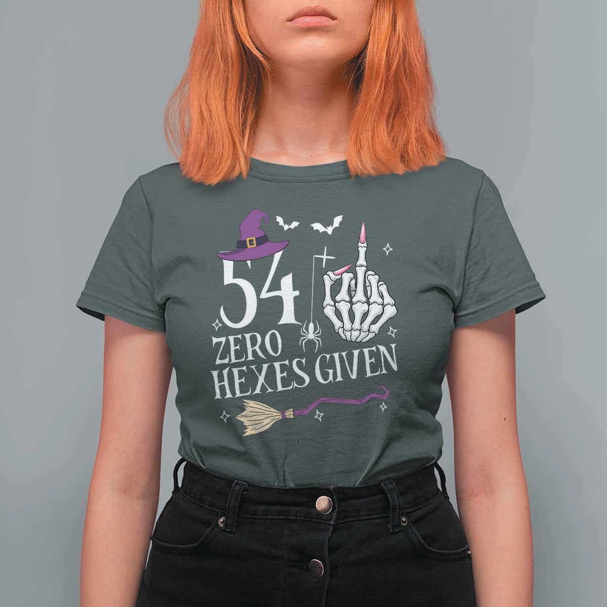 55th Birthday Halloween T Shirt For Women 54 Plus Middle Finger Zero Hexes Given Gift For Women