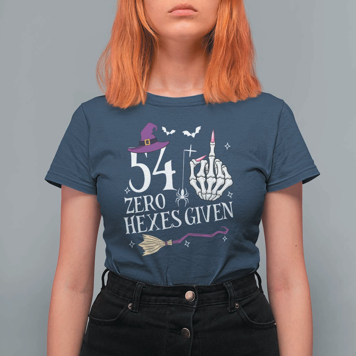 55th Birthday Halloween T Shirt For Women 54 Plus Middle Finger Zero Hexes Given Gift For Women