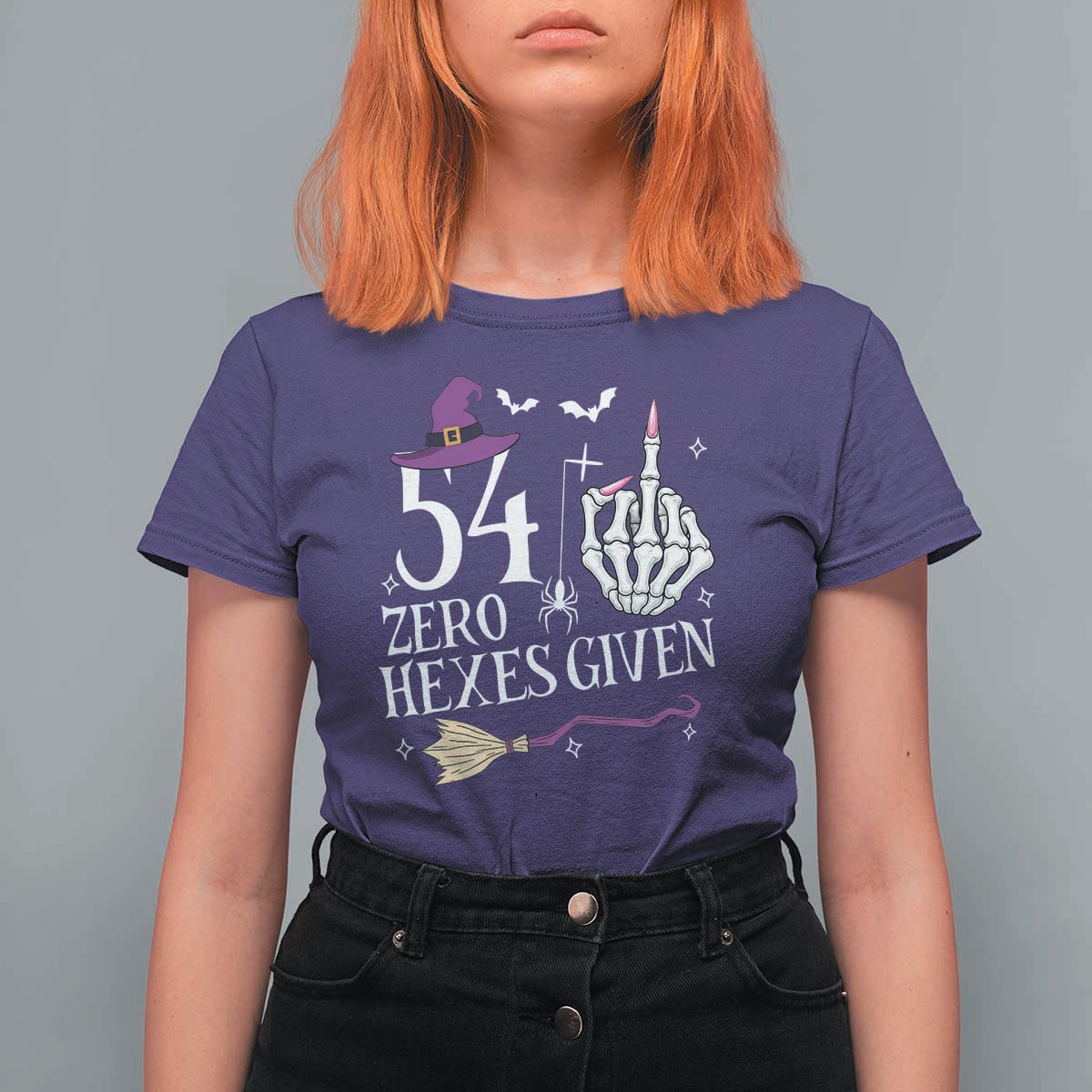 55th Birthday Halloween T Shirt For Women 54 Plus Middle Finger Zero Hexes Given Gift For Women