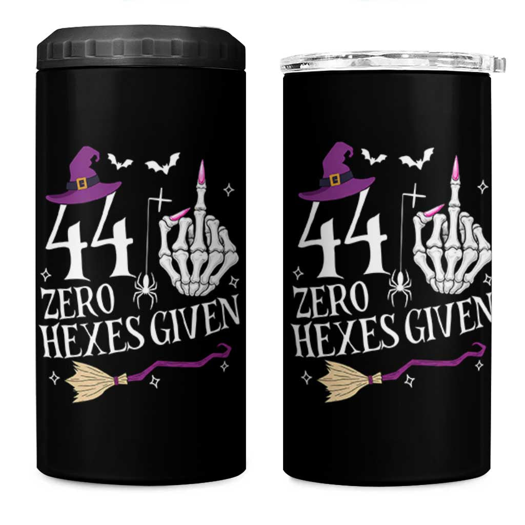 45th Birthday Halloween 4 in 1 Can Cooler Tumbler 44 Plus Middle Finger Zero Hexes Given Gift For Women