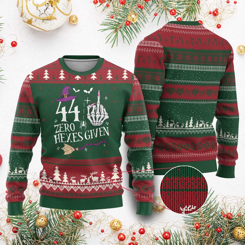 45th Birthday Halloween Ugly Christmas Sweater 44 Plus Middle Finger Zero Hexes Given Gift For Women