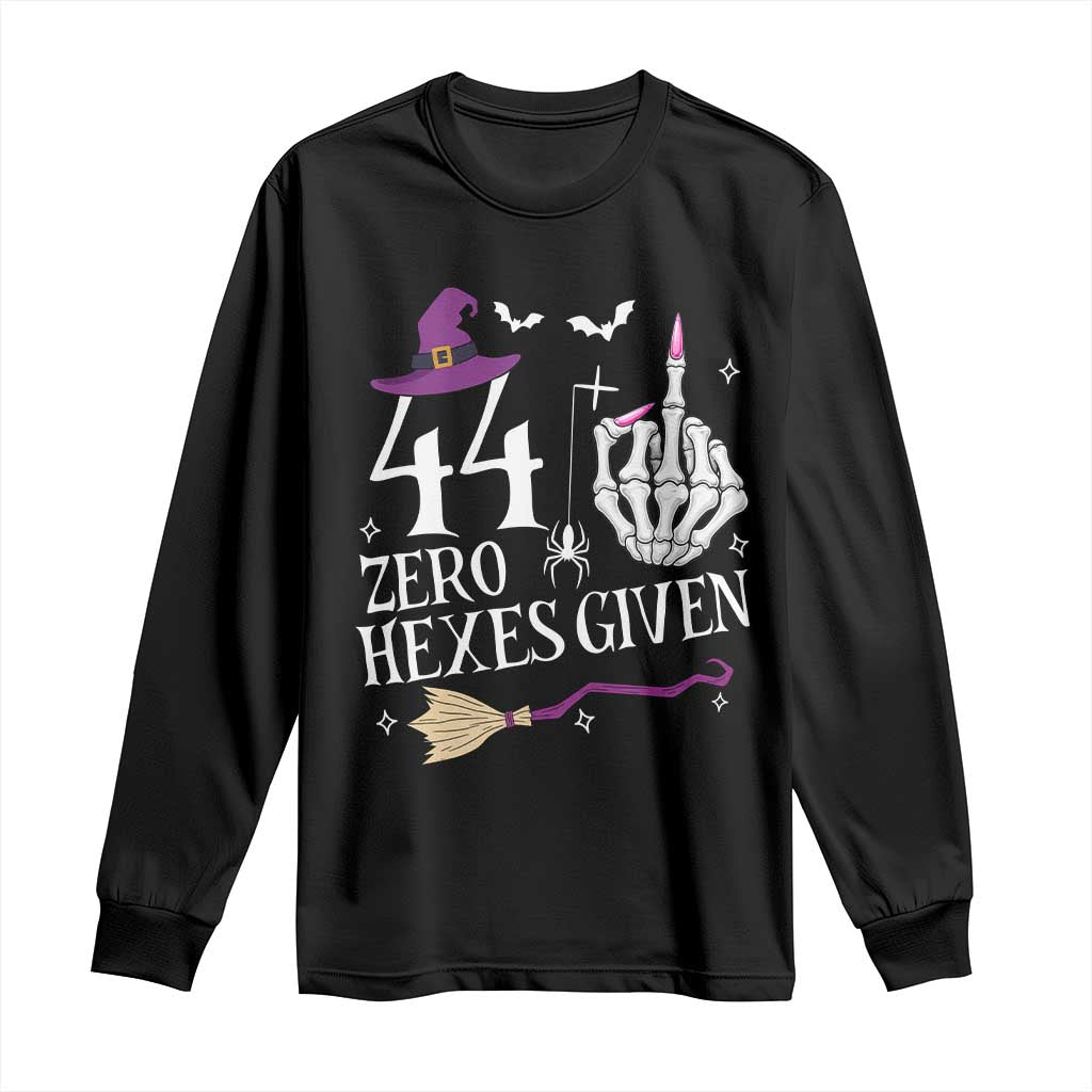 45th Birthday Halloween Long Sleeve Shirt 44 Plus Middle Finger Zero Hexes Given Gift For Women