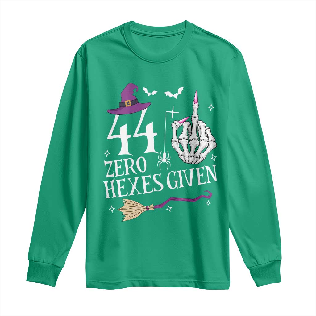 45th Birthday Halloween Long Sleeve Shirt 44 Plus Middle Finger Zero Hexes Given Gift For Women