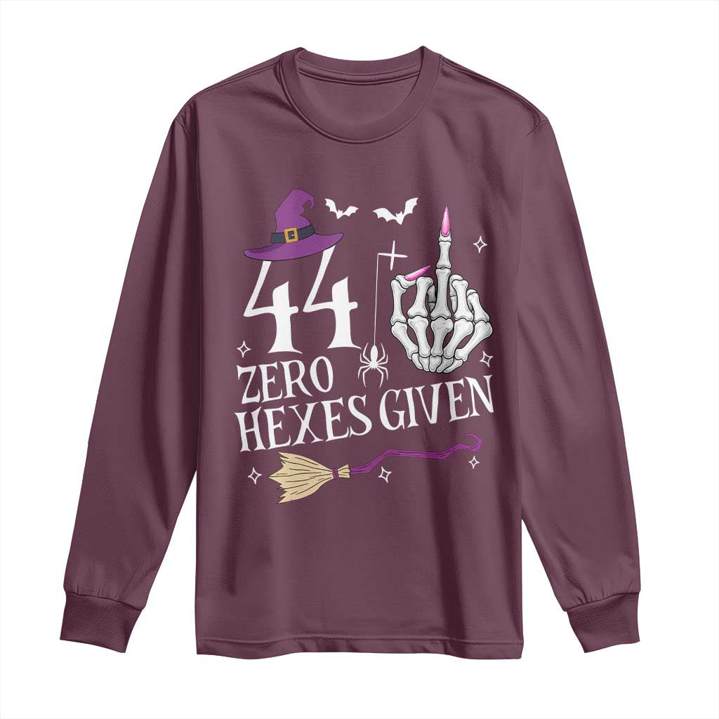 45th Birthday Halloween Long Sleeve Shirt 44 Plus Middle Finger Zero Hexes Given Gift For Women
