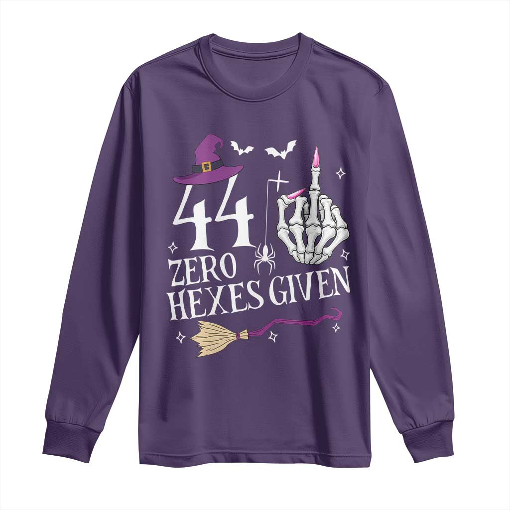 45th Birthday Halloween Long Sleeve Shirt 44 Plus Middle Finger Zero Hexes Given Gift For Women