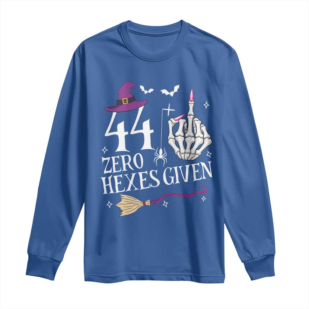 45th Birthday Halloween Long Sleeve Shirt 44 Plus Middle Finger Zero Hexes Given Gift For Women
